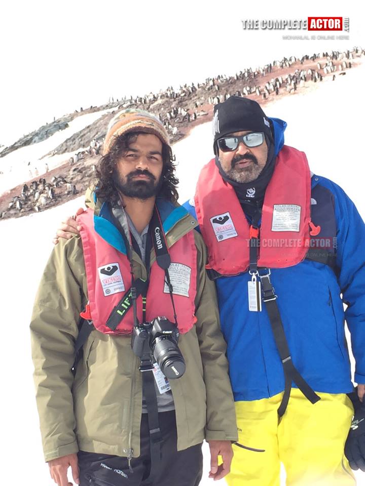 Mohanlal and Pranav Mohanlal in Antarctica