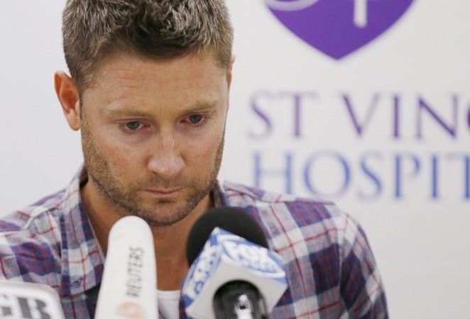 Australia skipper Michael Clarke tries to compose himself as he delivers a statement on behalf of the family of Phil Hughes Michael Clarke Australia Phil Hughes