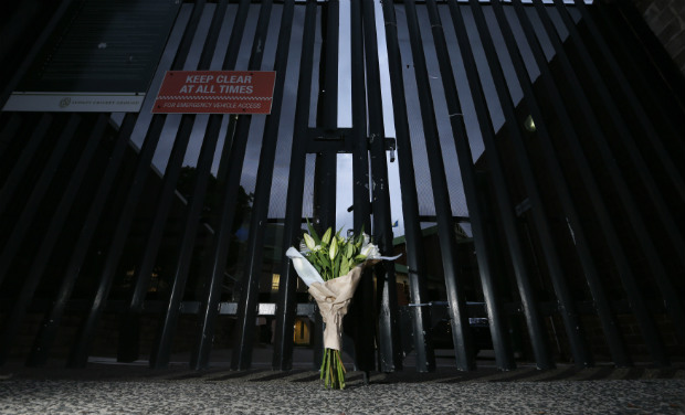 A bouquet left in memory of Australian cricketer Phillip Hughes is pictured at the gates of the Sydney Cricket Ground. Phillip Hughes