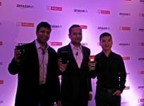 OnePlus One India Launch:From right Pete Lou (OnePlus, CEO), Vikas Agarwal (OnePlus India, GM) and Amit Agarwal (VP and Country Manager of Amazon India)