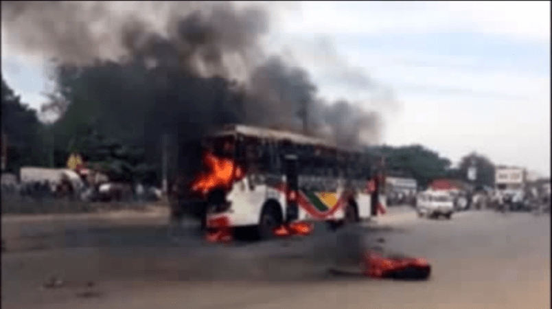 Bangalore bus catches fire