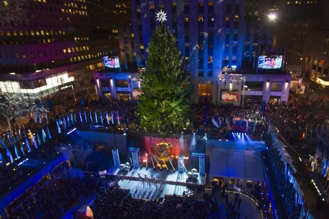 The tree is seen during the Annual Rockefeller Center Christmas Tree Lighting Ceremony in New York December 4 last year. The tree is seen during the 81st Annual Rockefeller Center Christmas Tree Lighting Ceremony in New York December 4