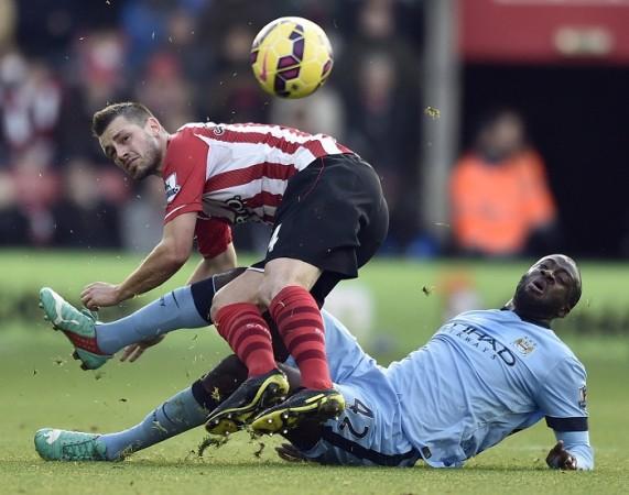 Morgan Schneiderlin and Yaya Toure battle for the ball in their English Premier League game Morgan Schneiderlin Southampton Yaya Toure Manchester City