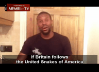 A screenshot of a video in which former boxing champion Anthony Small talks about his Islamist ideology and his support for ISIS.