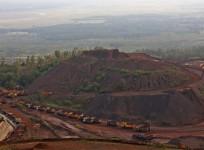 Trucks lined up to collect iron ore in the south of India