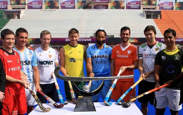 All eight captains pose with the Champions Trophy 2014 silverware India Champions Trophy 2014 Sardar Singh Captains