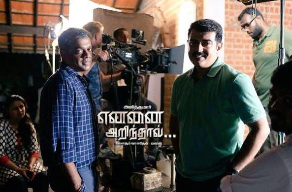 Gautham Menon and Ajith on the sets of