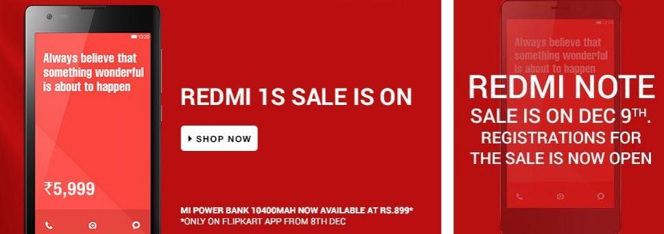 Xiaomi Redmi Note Flipkart Flash Sale Round 2 to Take-off on 9 December; Redmi 1S Now Available Online with No Registration Xiaomi Redmi Note Flipkart Flash Sale Round 2 to Take-off on 9 December; Redmi 1S Now Available Online with No Registration