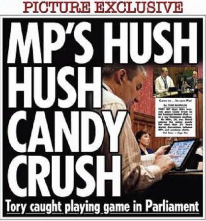 The Sun published images of a British MP playing Candy Crush Saga for over two and half hours during an important meeting.
