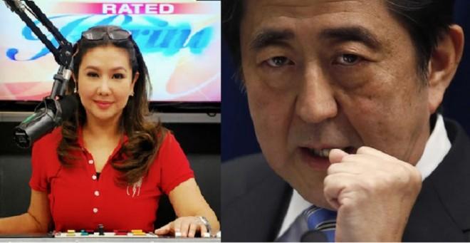Japanese Prime Minister Shinzo Abe declared Filipino broadcast journalist Korina Sanchez Persona Non Grata following her remarks on super typhoon Ruby is a hoax.