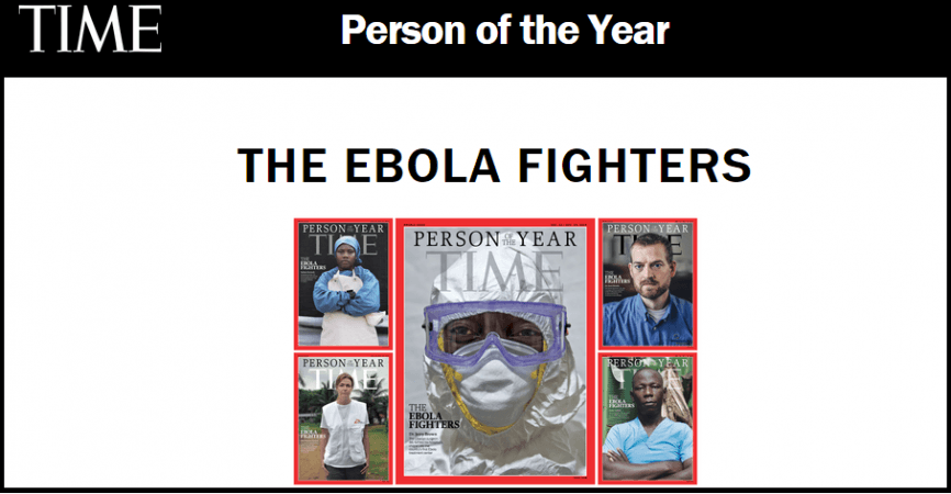 Ebola Caregivers have been listed for the TIME's Person of the Year 2014.