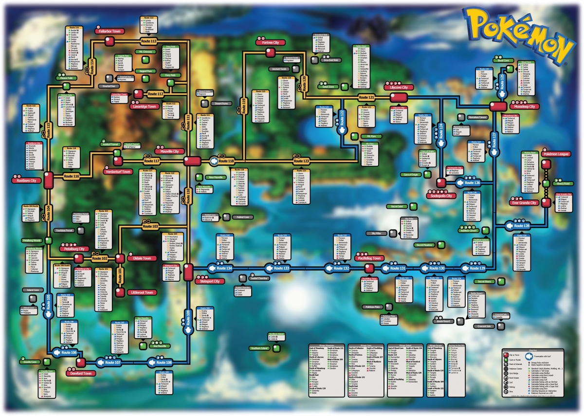 Pokemon Omega Ruby and Alpha Sapphire Map to Locate All Catchable