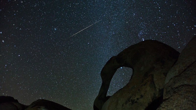 The night sky during the Geminid Shower Geminid Meteor Shower