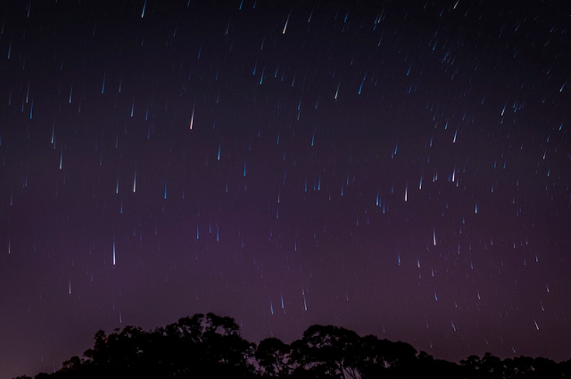 The night sky during the Geminid meteor shower Geminid Meteor Shower