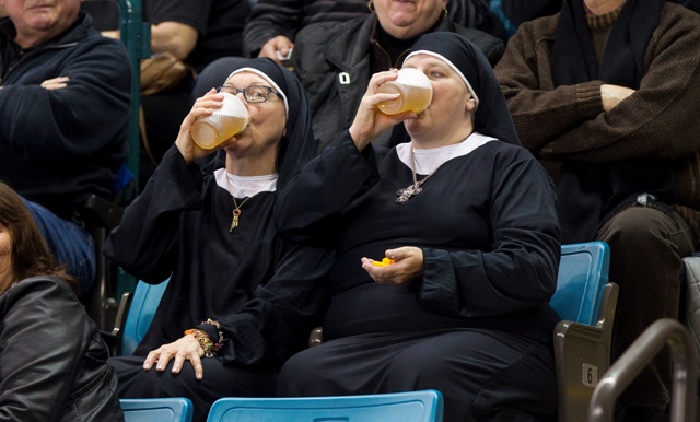 Nuns drinking beer