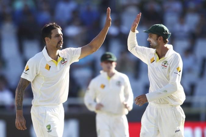 Mitchell Johnson and Nathan Lyon combined for nine of the ten Indian second innings wickets Mitchell Johnson Nathan Lyon
