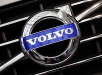 A Volvo logo is seen during preparations for the 2014 LA Auto Show in Los Angeles
