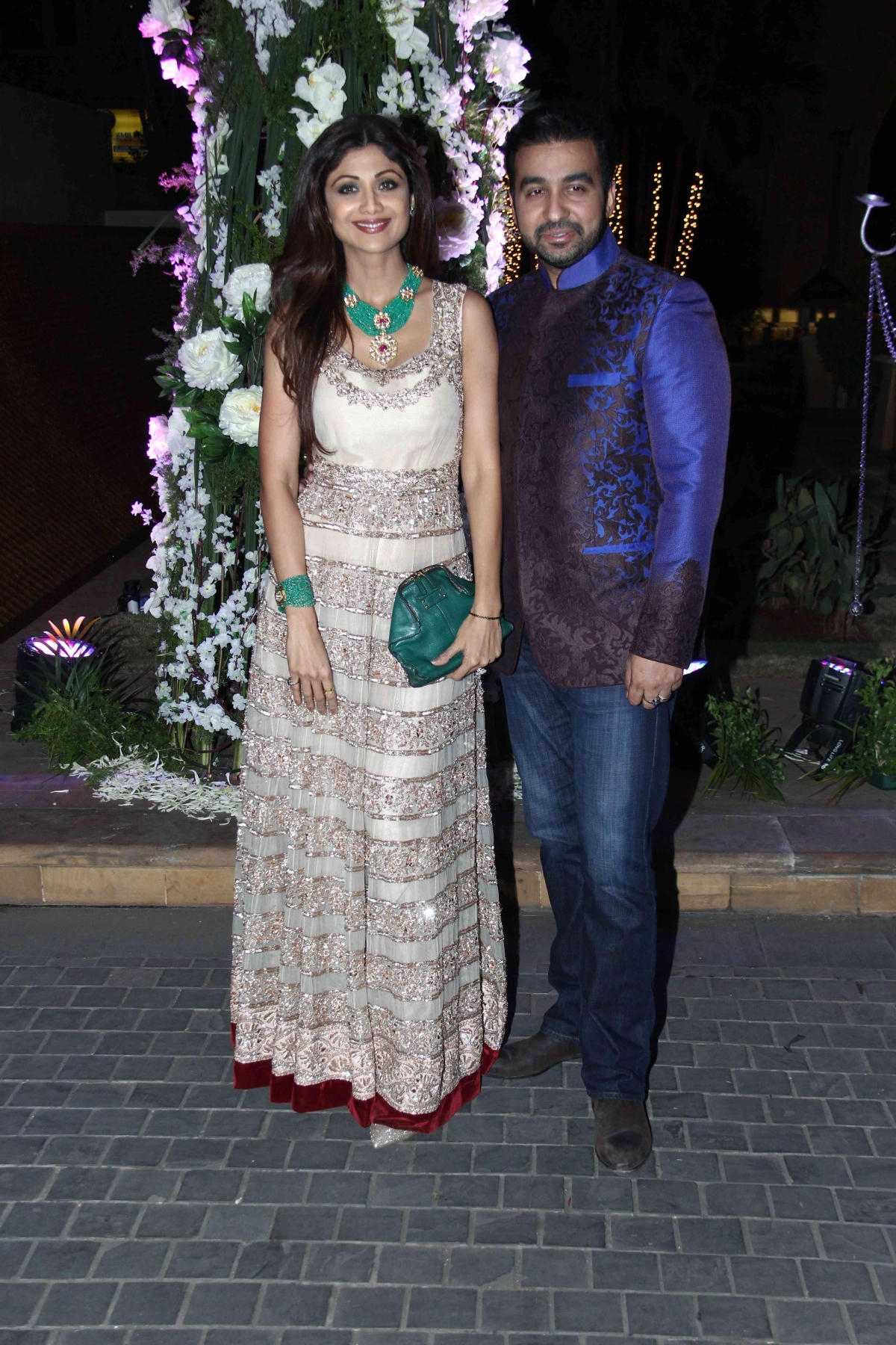 Shilpa Shetty with Husband Raj Kundra Stars Shine at Designer Manish Malhotra's niece Sangeet Ceremony