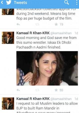 KRK tweeted on Parineeti Chopra krk