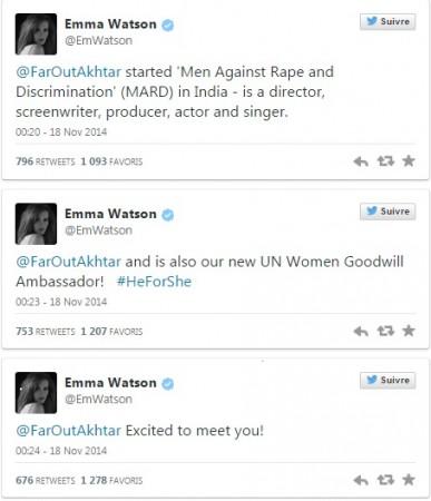 Emma Watson tweets about Farhan Akhtar Emma Watson tweets about farhan akhtar