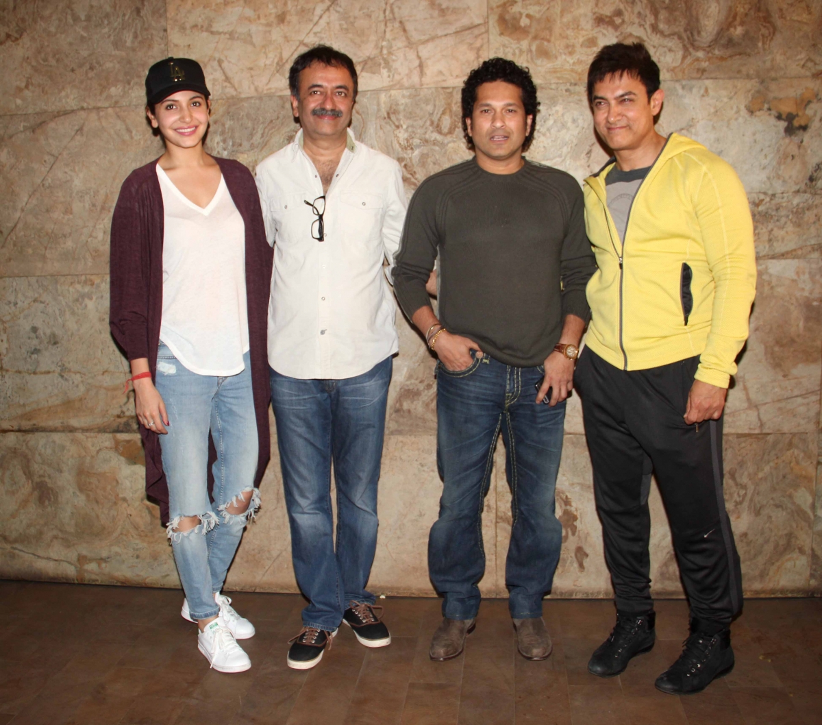 Anushka Sharma, Rajkumar Hirani, Sachin Tendulkar and Aamir Khan