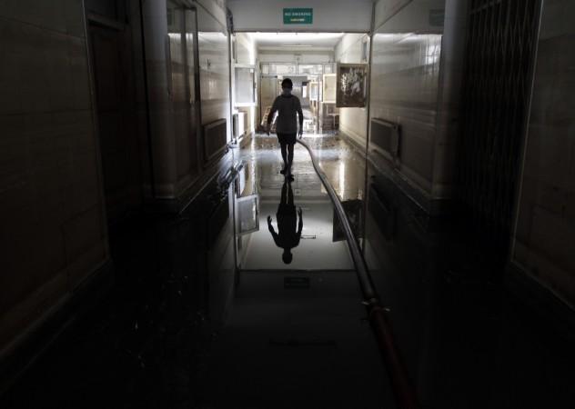 A hospital corridor in India. Hospital