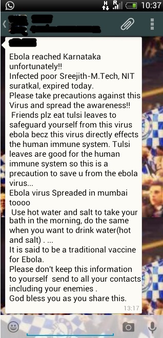 Ebola in India rumour Ebola in India