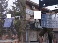 Two ISIS Sharia court members were crucified by the group for taking bribe from relatives of detainees.