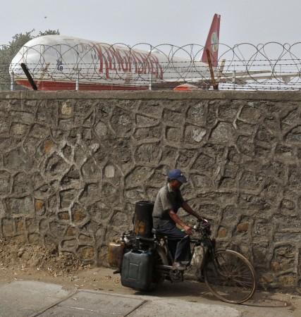 A grounded Kingfisher Airline jet in Mumbai
