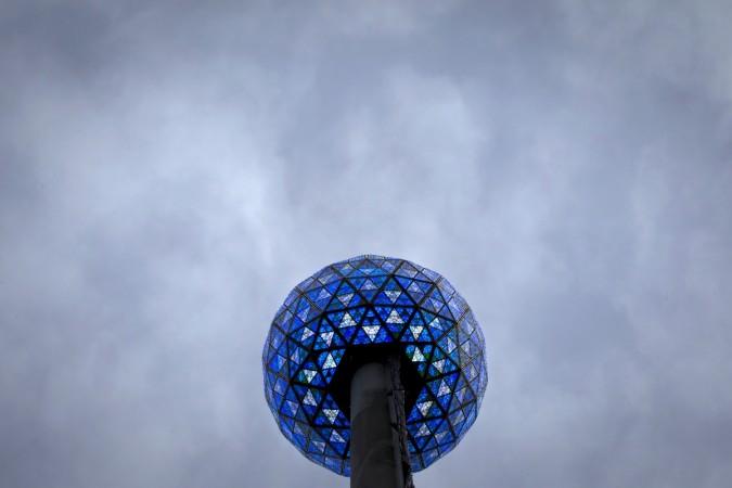 The Times Square New Year's Eve ball is pictured during a test in New York December 30, 2014. The Times Square New Year's Eve ball