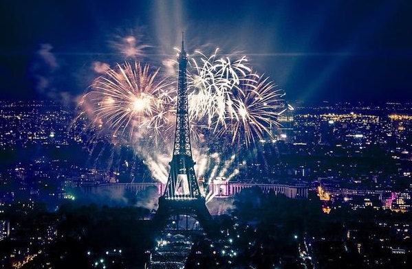 Fireworks in Paris on New Year's Eve 2015. fireworks in Paris