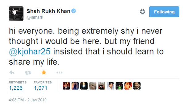 SRK's first tweet