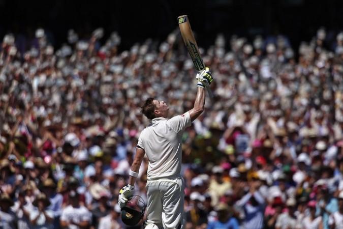 Australia captain Steven Smith looks to the heavens after completing his century on Day 2 of the fourth Test against India Steven Smith Australia