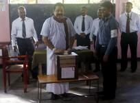 Sri Lanka Election 2015, President Manhinda Rajapaksa casts vote for seventh presidential elections of the country.