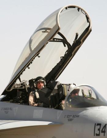 Ratan Tata in the cockpit of a F-16 aircraft