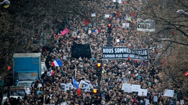 An estimated three million attended the Paris march on Sunday.