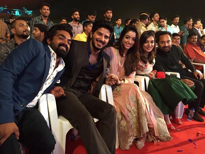 Jacob Gregory, Dulquer Salmaan, Amal Sufiya, Nazriya Nazim and Fahadh Faasil Jacob Gregory, Dulquer Salmaan, Amal Sufiya, Nazriya Nazim and Fahadh Faasil