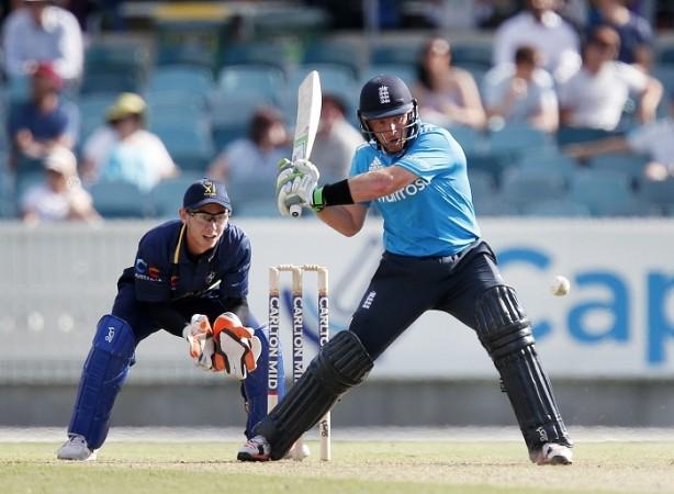 Ian Bell gets ready to pummel one to the boundary during a practice game against Prime Minister's XI Ian Bell England Prime Minister's XI