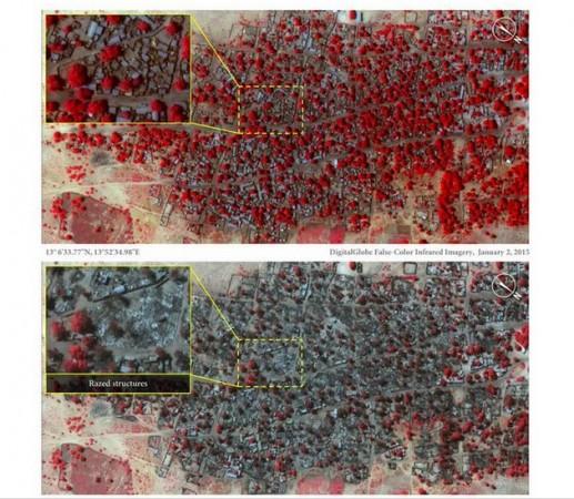 Satellite images show the horrific scale of Boko Haram attack on the Nigerian towns of Baga and Doron Baga in January 2015. Boko Haram attack