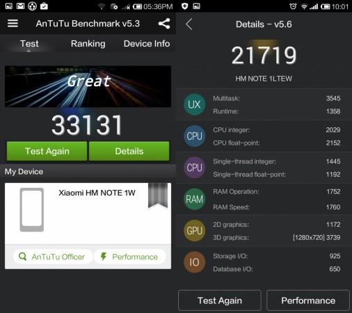 Benchmarking score comparison between Redmi Note 3G and 4G Benchmarking score comparison between Redmi Note 3G and 4G