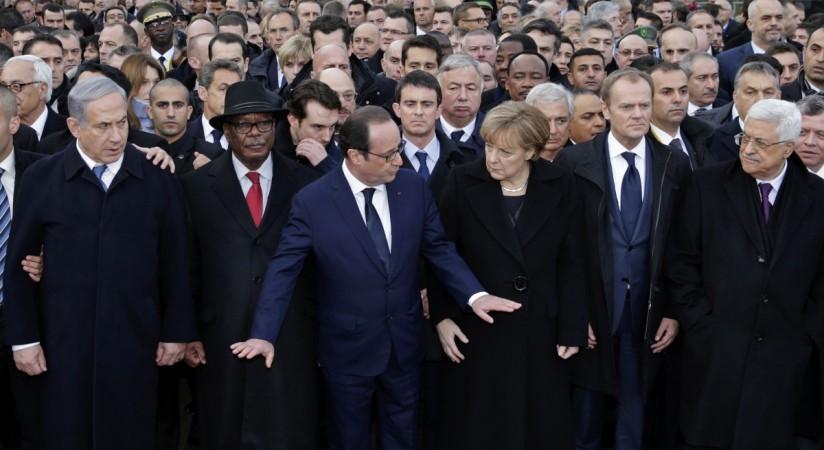 World leaders attend Paris Unity March in response to Charlie Hebdo shooting.