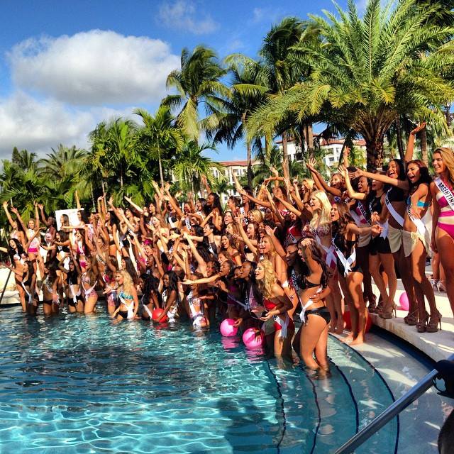 Miss Universe 2014 contestants during the Yamamay for MISS UNIVERSE 2015 Collection swimsuit fashion show Miss Universe 2014