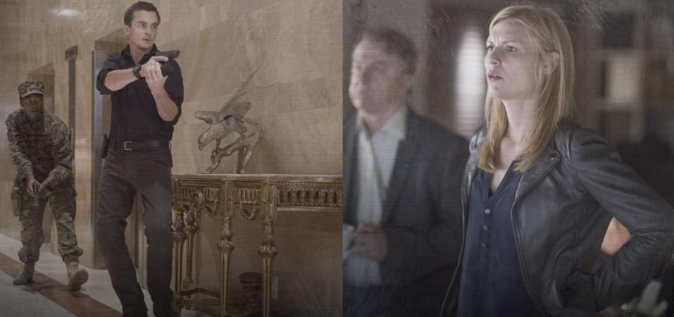 Rupert Friend and Claire Danes as Peter Quinn and Carrie Mathison in Showtime's political drama Homeland