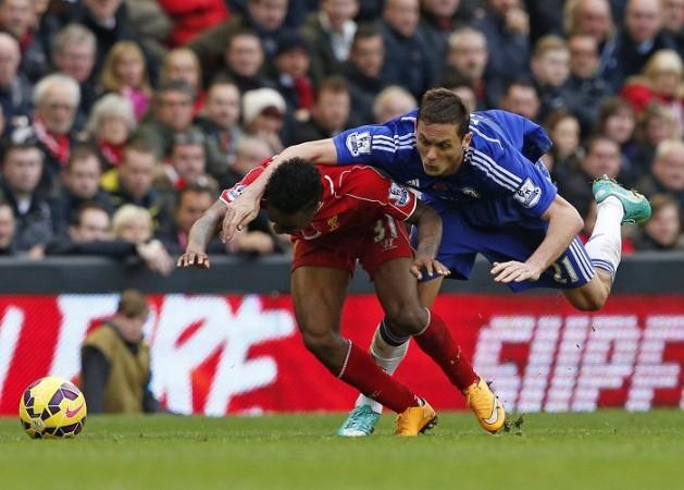 Chelsea beat Liverpool in the English Premier League clash at Anfield in November Raheem Sterling Liverpool Nemanja Matic Chelsea