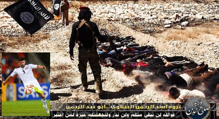 ISIS firing squad executed 13 teenage football fans for watching the Asian Cup match. (Inset left,below):A magical goal from midfielder Yaser Kasim gave Iraq a crucial 1-0 win over a 10-man Jordan in the Asian Cup on Monday. ISIS firing squad executed 13 teenage football fans for watching the Asian Cup match. (Inset left,below):A magical goal from midfielder Yaser Kasim gave Iraq a crucial 1-0 win over a 10-man Jordan in the Asian Cup on Monday.