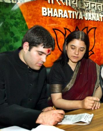 Varun Gandhi is alleged to have been honey-trapped by an arms dealer. In Picture: Varun Gandhi (L) seen here with his mother Maneka Gandhi. Varun Gandhi