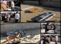 Men being punished in Syria by ISIS police for playing Music.