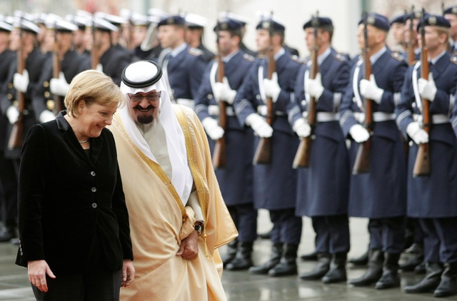 Saudi King with German Chancellor Angela Merkel