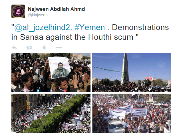 Yemeni citizens in Sanaa protest against the Houthi rebels,who are holding the country siege. Yemeni citizens in Sanaa protest against the Houthi rebels,who are holding the country siege.