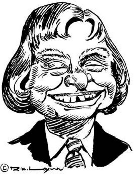 Caricature of scientist and former Indian President APJ Abdul Kalam. RK Laxman
